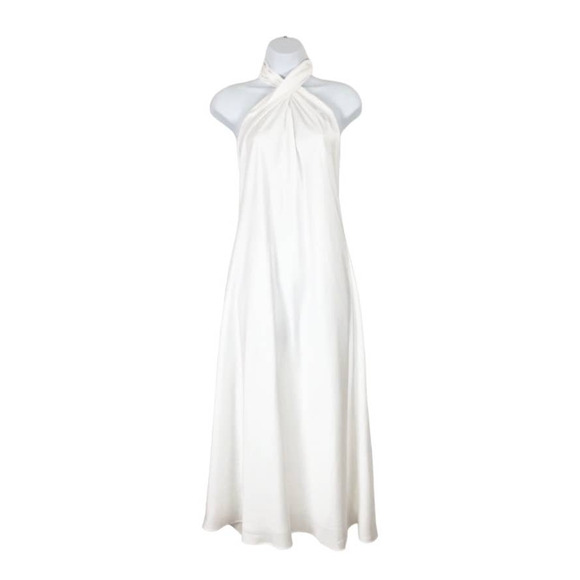 Show Me Your Mumu Jasmine Halter Midi Dress Ivory Luxe Satin S - Picture 5 of 7